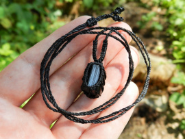  Macramé náhrdelník na krk s černým turmalínem skorylem - kámen | Prodej, cena